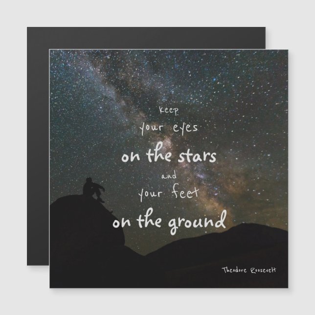 Carte Magnétique Gardez Les Yeux Sur Les Étoiles / Motivationnel (Devant / Derrière)