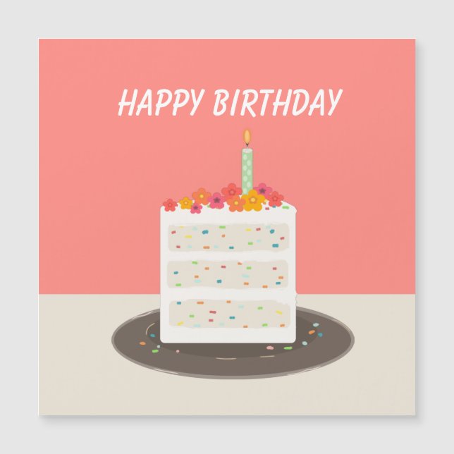Carte Magnétique Gâteau Confetti heureux anniversaire (Devant)