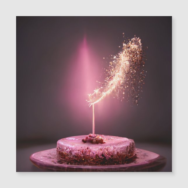 Carte Magnétique Gâteau d'anniversaire avec mousseux (Devant)
