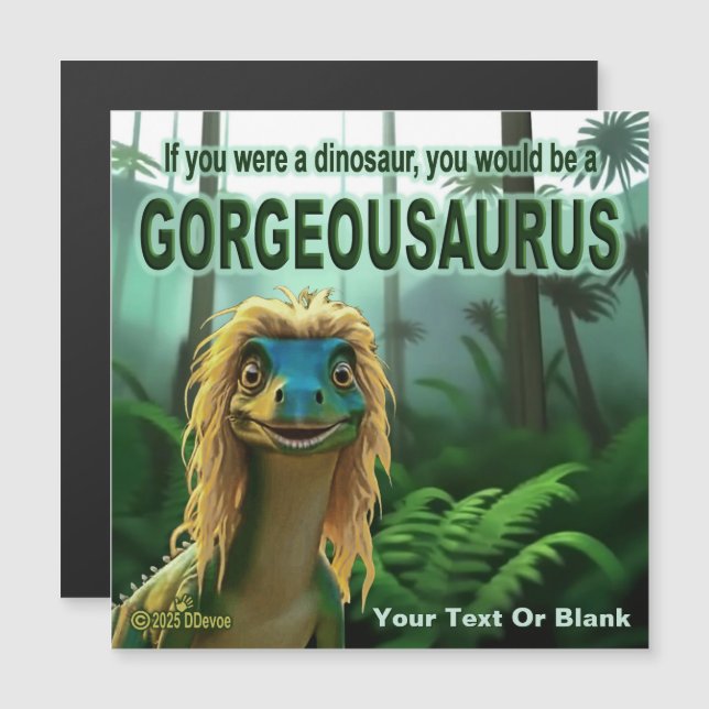 Carte Magnétique Georgeousaurus Blond Dinosaur (Devant / Derrière)