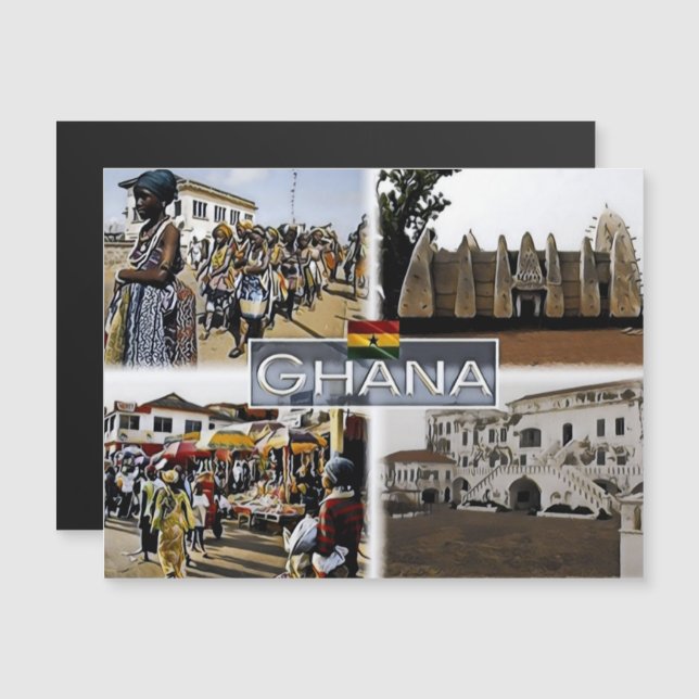 Carte Magnétique Ghana - Mosaic - (Devant / Derrière)