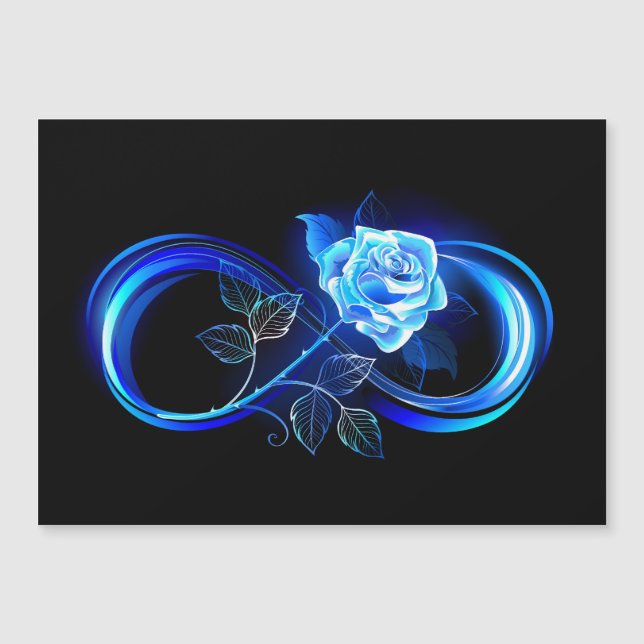 Carte Magnétique Glowing infinity with blue rose (Devant)