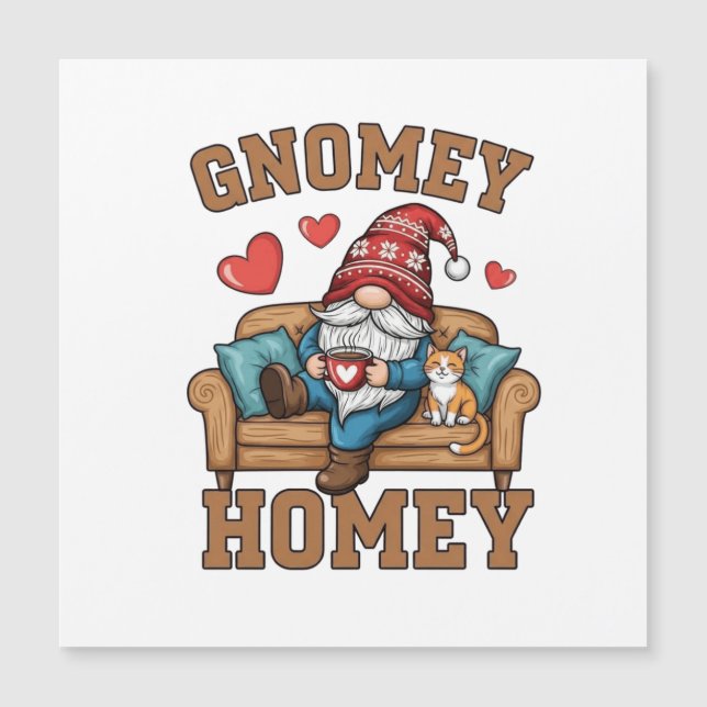 Carte Magnétique Gnomey homey gnome à la maison design (Devant)