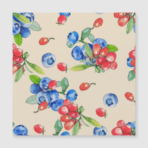 Carte Magnétique Goji, bleuet : aquarelle motif.