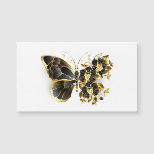 Carte Magnétique Gold flower Butterfly with Black Orchid