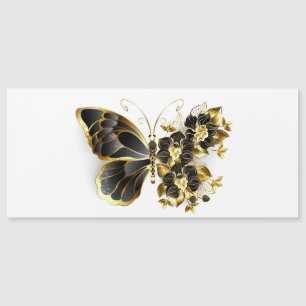 Carte Magnétique Gold flower Butterfly with Black Orchid