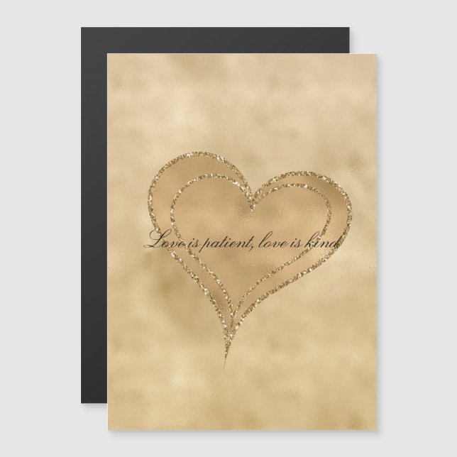 Carte Magnétique Gold Glam Parties scintillant Coeur (Devant / Derrière)