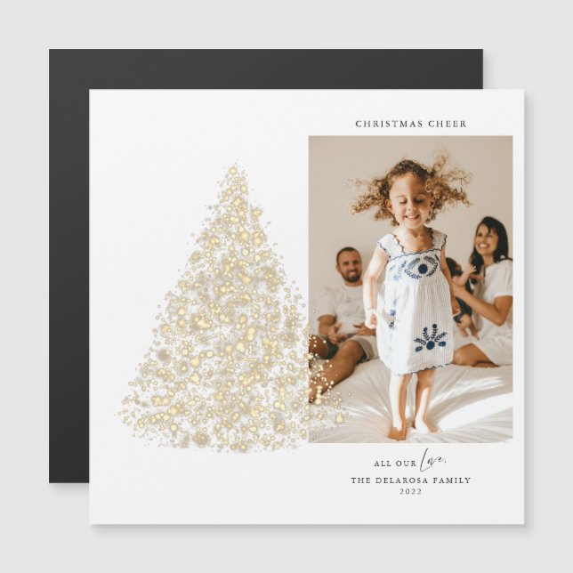 Carte magnétique Gold Photo Christmas Cheer (Devant / Derrière)