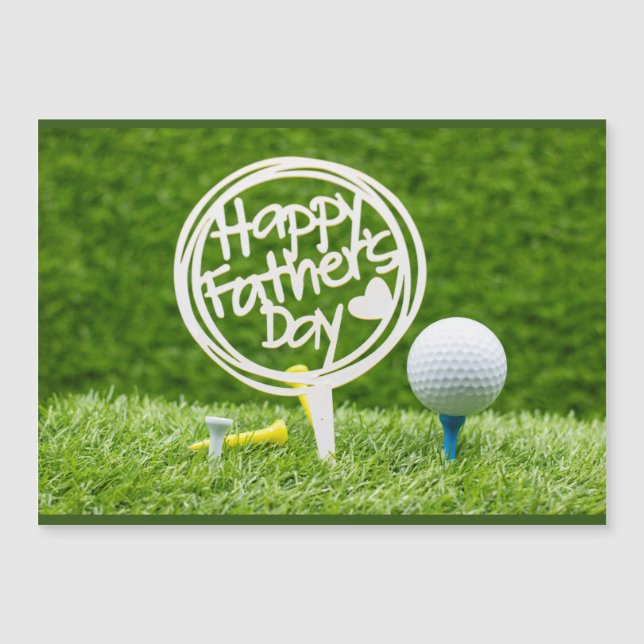 Carte Magnétique Golf Bonne Fête des pères avec golf sur green  (Devant)
