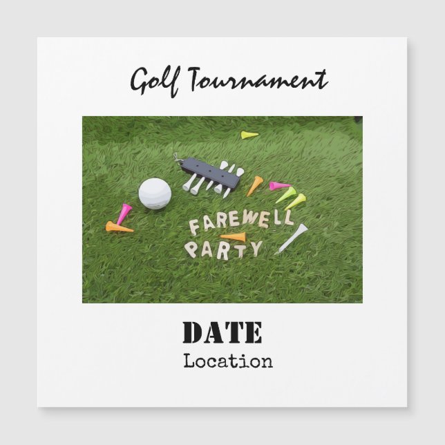 Carte Magnétique Golf Farewell party golf ball et golf green (Devant)