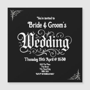 Carte Magnétique Gothique Black Rock Metal Mariage Noms personnalis