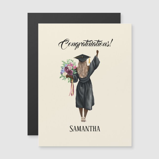 Carte Magnétique Graduation de l'aquarelle personnalisée (7) (Devant / Derrière)