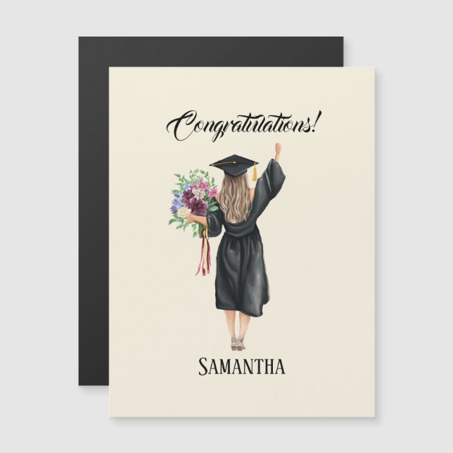 Carte Magnétique Graduation personnalisée de l'aquarelle (8) (Devant / Derrière)