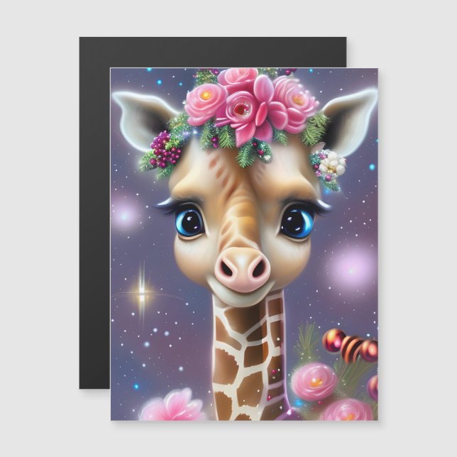 Carte Magnétique Graphique de Giraffe Bébé mignonne (Devant / Derrière)