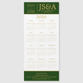 Carte Magnétique Green Gold Justice Columns Law Firm Logo 2026