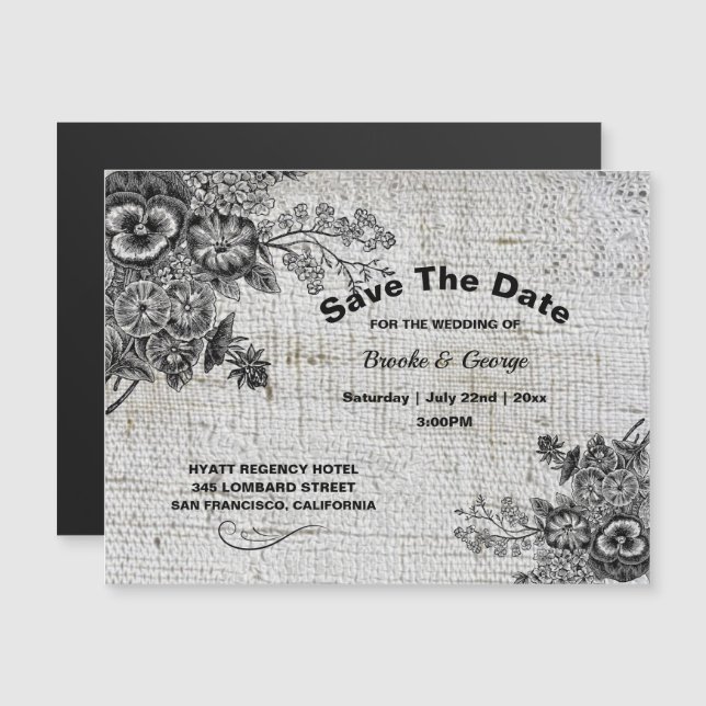 Carte Magnétique Gris Magnétique/Noir Fleurs Artistiques Enregistre (Devant / Derrière)