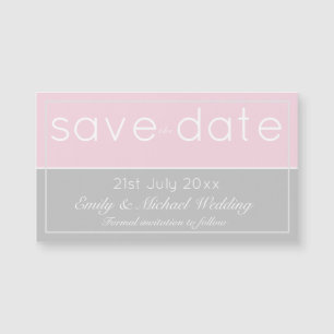 Carte Magnétique Gris rose Enregistrer la date Mariage magnétique