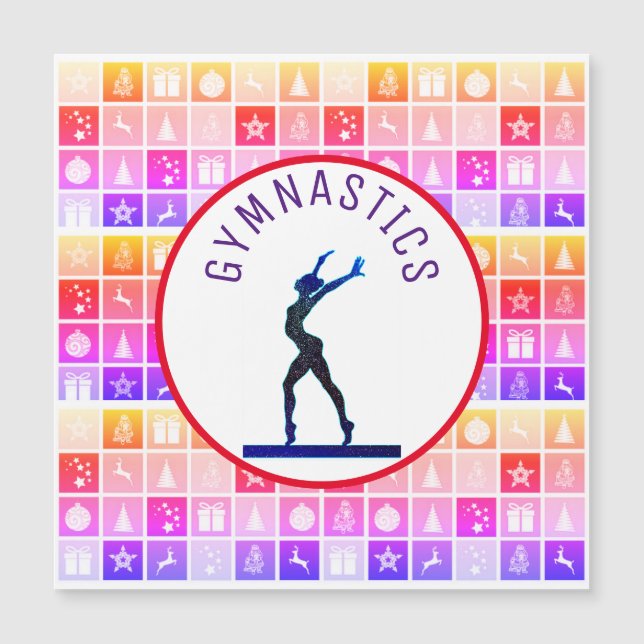 Carte Magnétique Gymnastique Noël Arc-en-ciel (Devant)