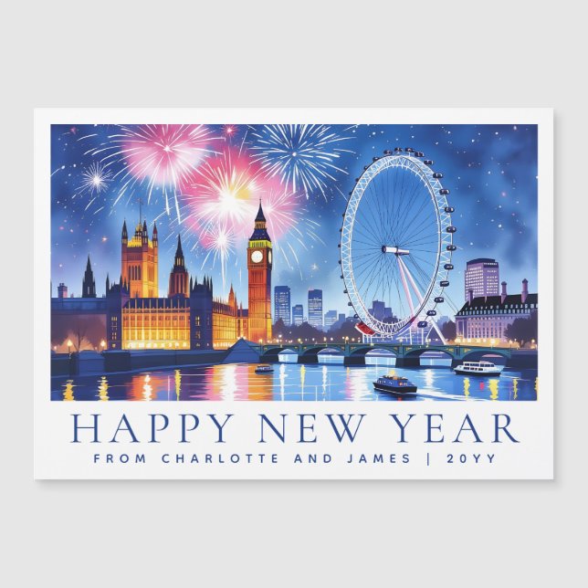 Carte magnétique Happy New Year London Fireworks (Devant)