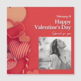 Carte Magnétique Happy valentine's day Custom Photo Red Hearts