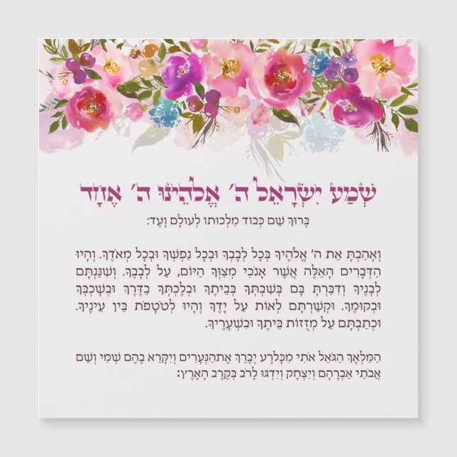 Carte Magnétique Hébergement Shema Israël pour les enfants avec fle (Devant)