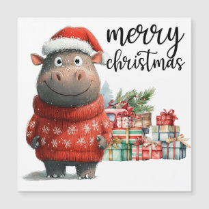 Carte Magnétique Hippo Thème de Noël pour Amoureux des animaux