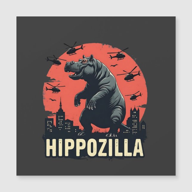 Carte Magnétique Hippozilla Moo Deng Hippo Halloween Épouvantable (Devant)