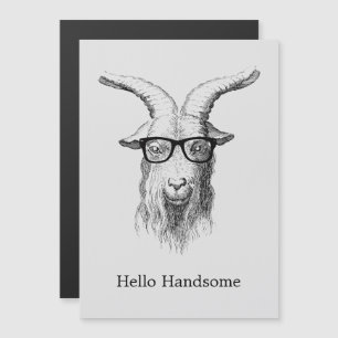 Carte Magnétique Hipster Chèvre Bonjour Handsome