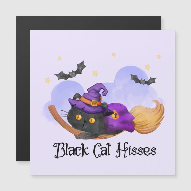 Carte Magnétique Hisses de chats noirs (Devant / Derrière)