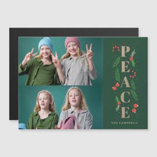 Carte magnétique Holly Berry Gold Peace Photo Holi