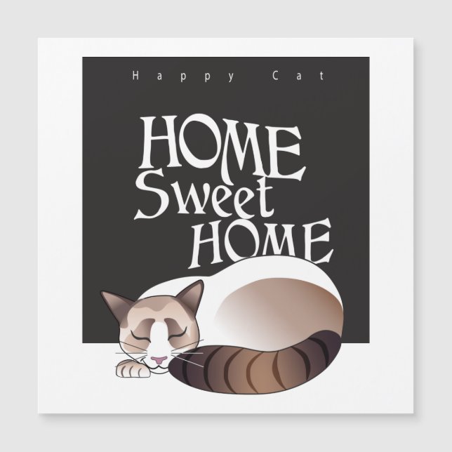 Carte Magnétique Home sweet home - Happy cat (Devant)