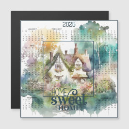 Carte Magnétique Home Sweet Home Watercolor Cottage