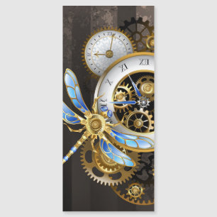 Carte Magnétique Horloge à vapeur avec libellule mécanique
