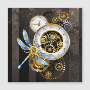 Carte Magnétique Horloge à vapeur avec libellule mécanique