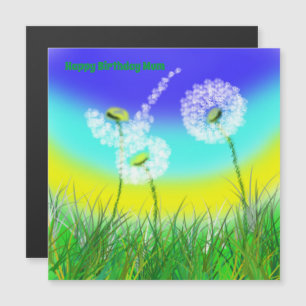 Carte Magnétique Horloge de l'herbe Dandelion, Anniversaire des mèr