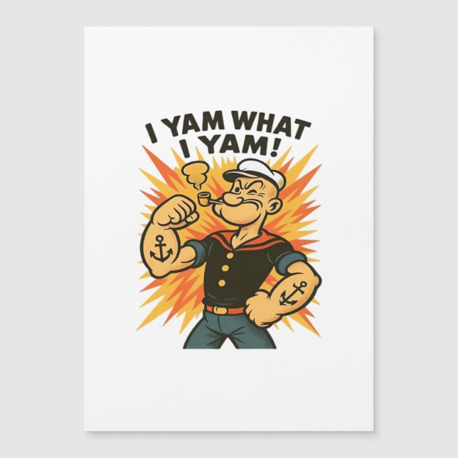 Carte Magnétique I Yam What I Yam Popeye Citation de dessin classiq (Devant)