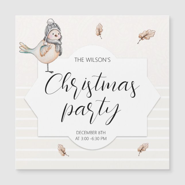 Carte Magnétique Illustration de l'aquarelle moelleuse d'hiver (Devant)