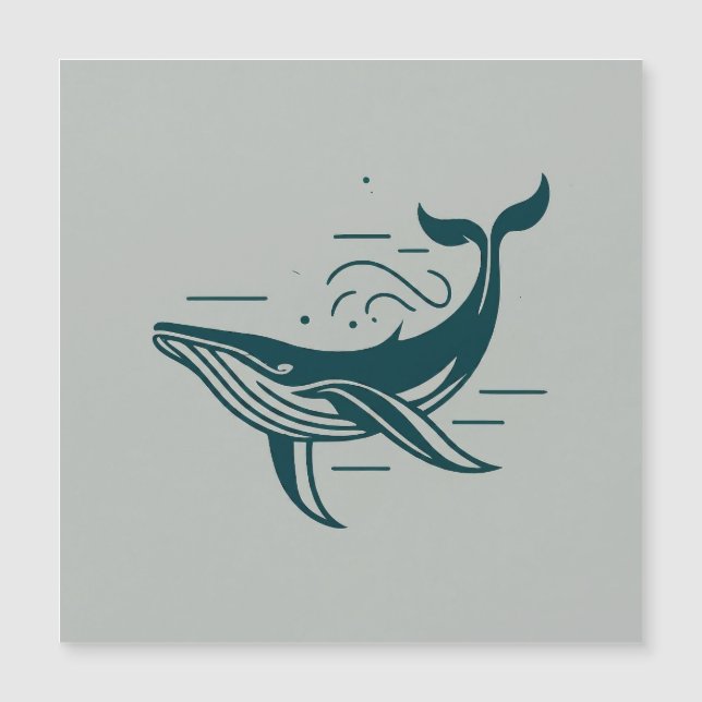 Carte Magnétique Illustration de natation de baleine bleue (Devant)