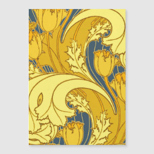 Carte Magnétique Impression de motif de tulipe : Art nouveau bleu j