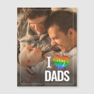 Carte Magnétique J'adore mes papas   Rainbow Heart Pride Fête des p