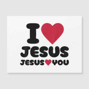 Carte Magnétique J'aime Jésus et Jésus t'aime chrétien