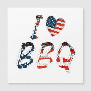 Carte Magnétique J'aime le barbecue, patriotique américain
