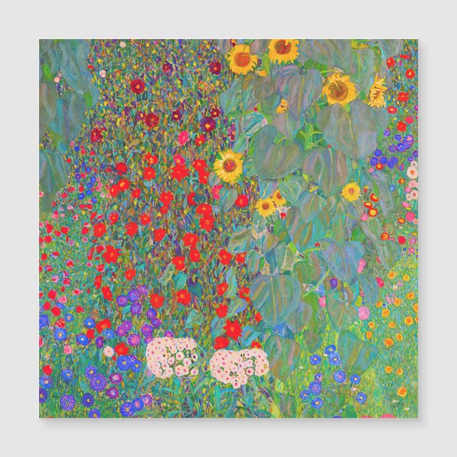 Carte Magnétique Jardin de ferme de Gustav Klimt avec tournesols  (Devant)