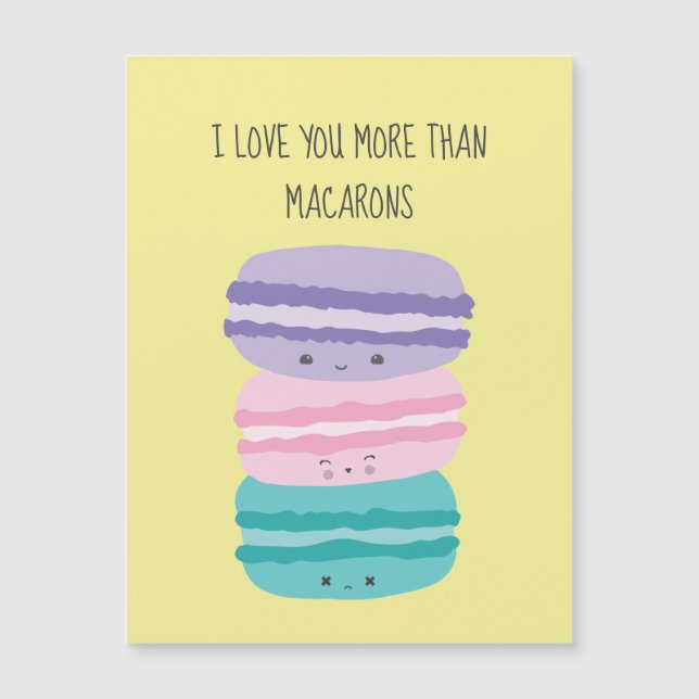 Carte Magnétique Je t'aime plus que Macarons Kawaii Pastel Cute (Devant)
