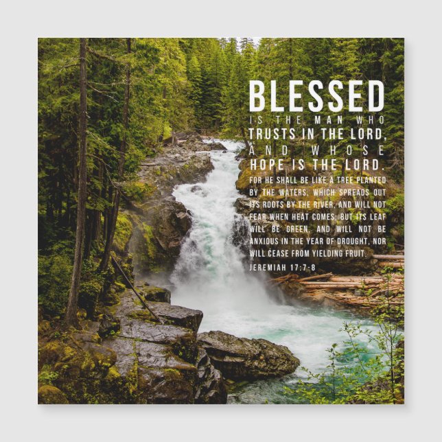 Carte Magnétique Jérémie 17:7-8 Écriture biblique chrétienne Nature (Devant)