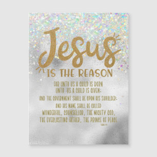 Carte Magnétique Jésus Noël avec verset biblique d'Isaïe