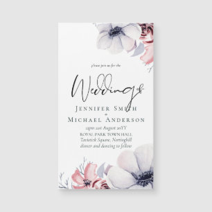 Carte Magnétique Jeu de Mariage à script floral de corail bleu de l