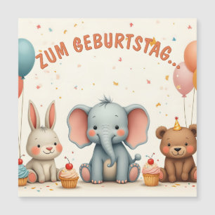 Carte Magnétique Joie d'anniversaire avec des amis animaux
