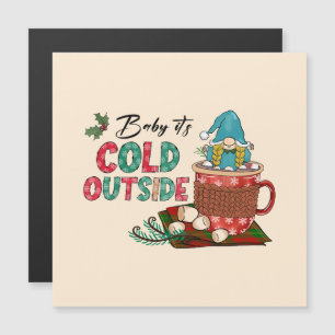Carte Magnétique Joli cadeau de Noël scandinave et cacao chaud