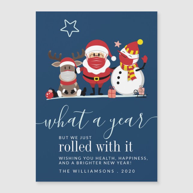 Carte Magnétique Joli Père Noël Reindeer Snowman 2020 Script Noël (Devant)
